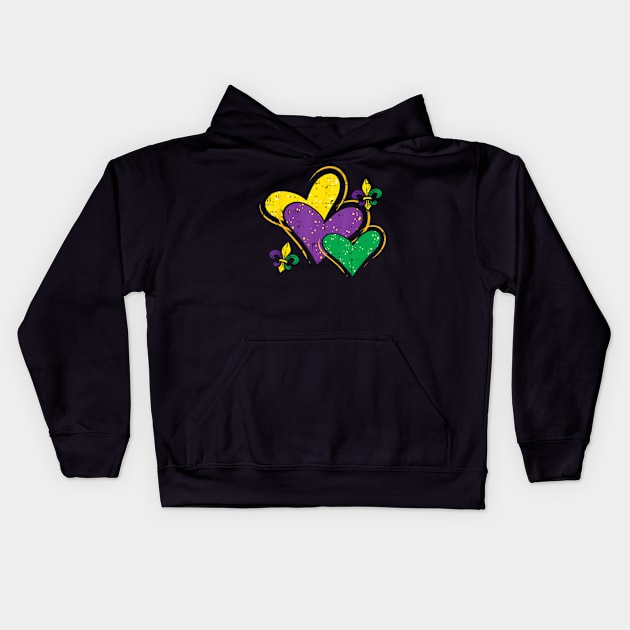 Mardi Gras Hearts Cute Outfit Women Girls Kids Toddler Kids Hoodie by Cristian Torres